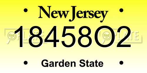 18458O2 New Jersey License Plate