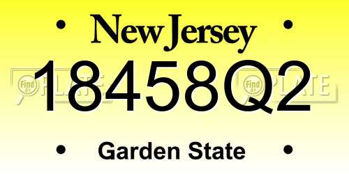 18458Q2 New Jersey License Plate