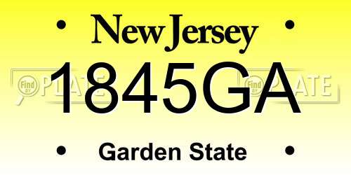 1845GA New Jersey License Plate