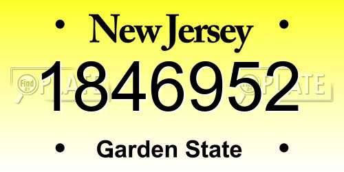 1846952 New Jersey License Plate