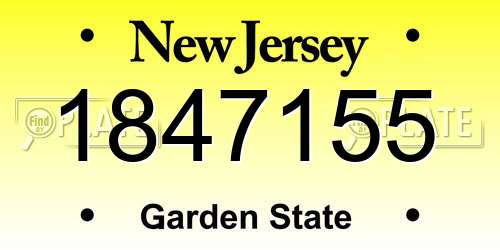 1847155 New Jersey License Plate