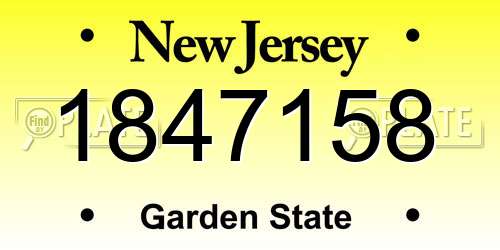 1847158 New Jersey License Plate