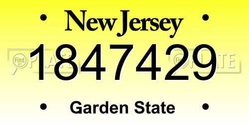1847429 New Jersey License Plate