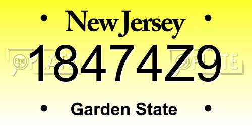 18474Z9 New Jersey License Plate
