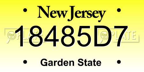 18485D7 New Jersey License Plate