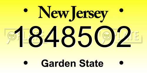 18485O2 New Jersey License Plate