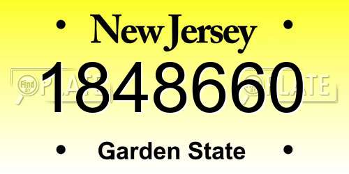 1848660 New Jersey License Plate