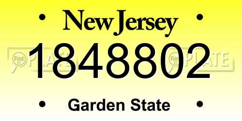 1848802 New Jersey License Plate