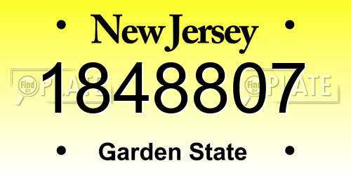 1848807 New Jersey License Plate