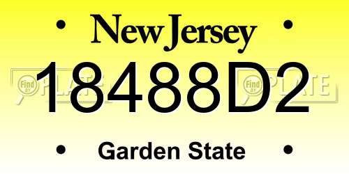 18488D2 New Jersey License Plate