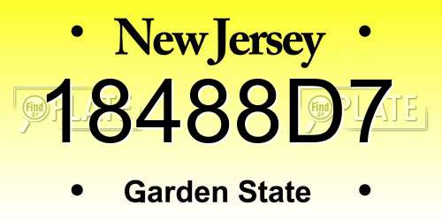 18488D7 New Jersey License Plate