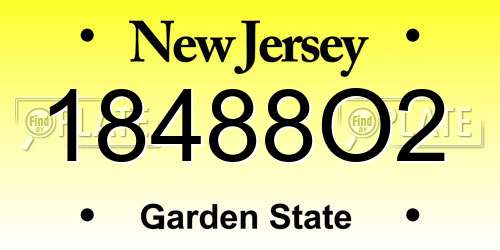 18488O2 New Jersey License Plate