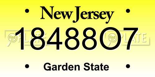 18488O7 New Jersey License Plate