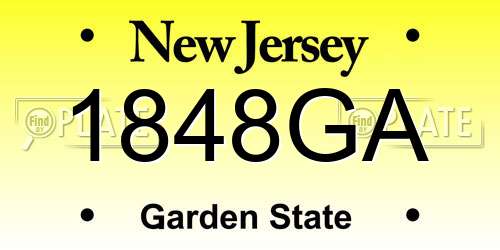 1848GA New Jersey License Plate
