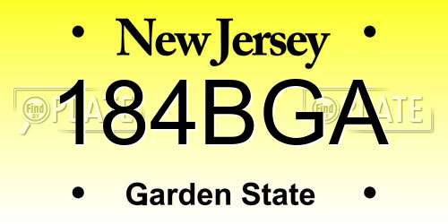 184BGA New Jersey License Plate