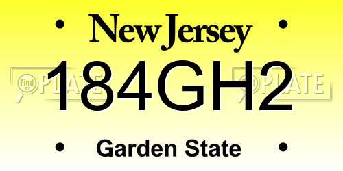 184GH2 New Jersey License Plate
