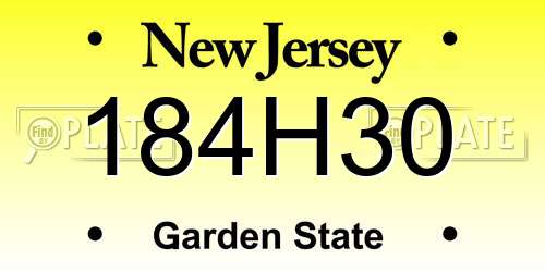 184H30 New Jersey License Plate