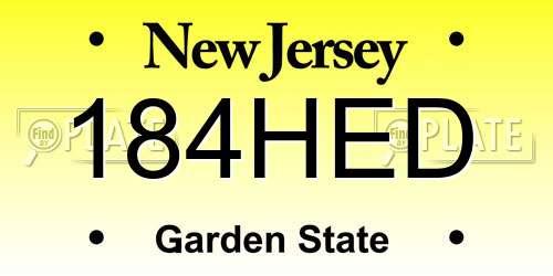 184HED New Jersey License Plate