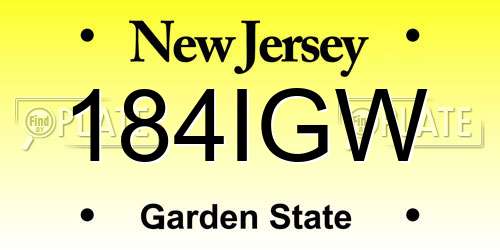 184IGW New Jersey License Plate
