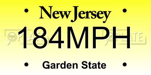 184MPH New Jersey License Plate