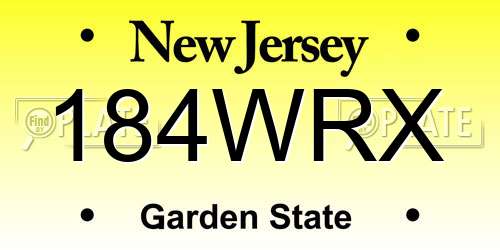 184WRX New Jersey License Plate