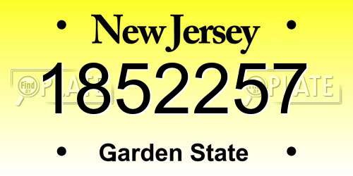 1852257 New Jersey License Plate
