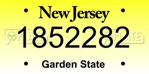 1852282 New Jersey License Plate