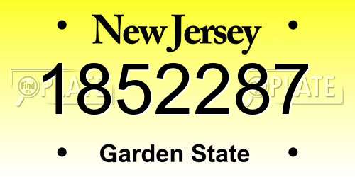 1852287 New Jersey License Plate
