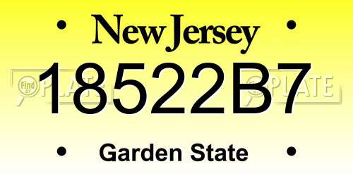 18522B7 New Jersey License Plate