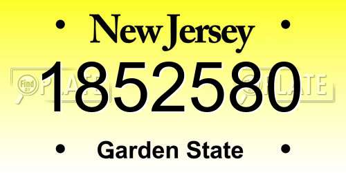 1852580 New Jersey License Plate