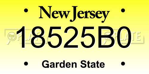 18525B0 New Jersey License Plate