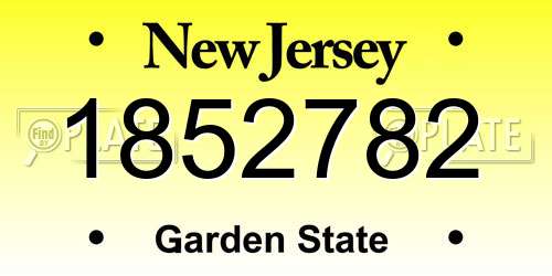 1852782 New Jersey License Plate