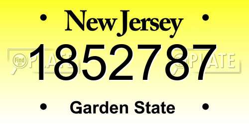 1852787 New Jersey License Plate