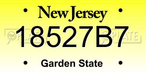 18527B7 New Jersey License Plate
