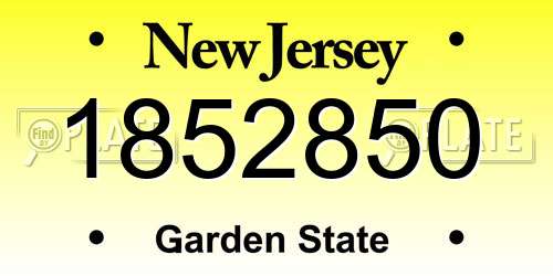 1852850 New Jersey License Plate