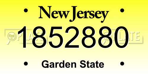 1852880 New Jersey License Plate