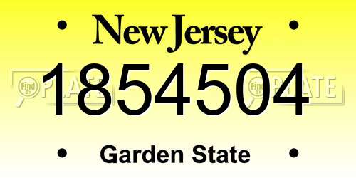 1854504 New Jersey License Plate