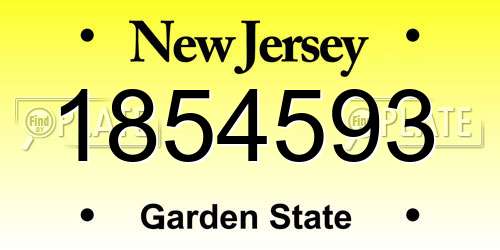 1854593 New Jersey License Plate