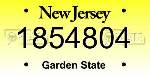1854804 New Jersey License Plate