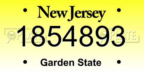 1854893 New Jersey License Plate