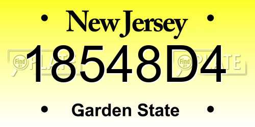 18548D4 New Jersey License Plate