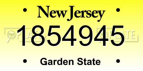 1854945 New Jersey License Plate