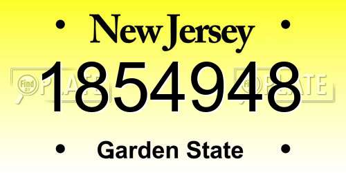 1854948 New Jersey License Plate
