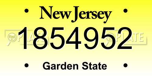1854952 New Jersey License Plate