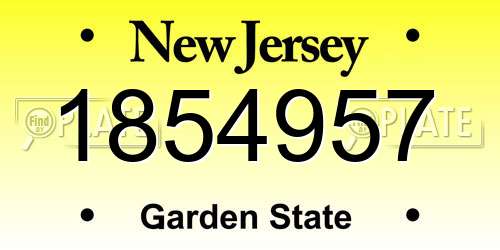 1854957 New Jersey License Plate