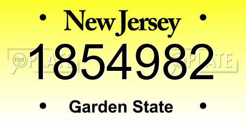 1854982 New Jersey License Plate
