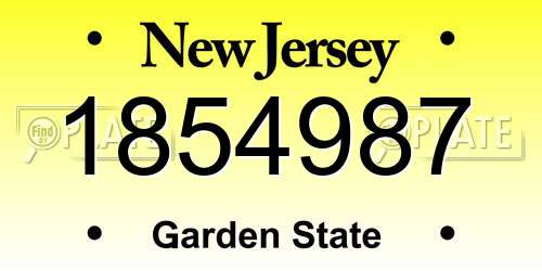 1854987 New Jersey License Plate