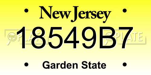18549B7 New Jersey License Plate