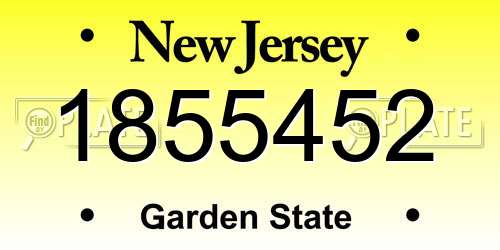 1855452 New Jersey License Plate