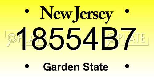 18554B7 New Jersey License Plate